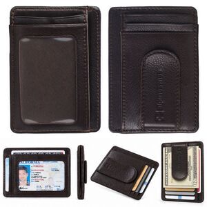 Alpine Swiss Mens RFID Money Clip Leather Minimalist Wallet Card Case ID Window